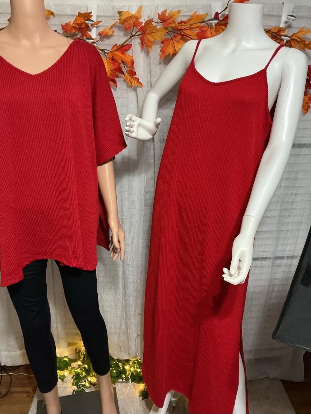 Dear Scarlett Poolside Travel Ribbed Red TWO PIECE Set-dress & top